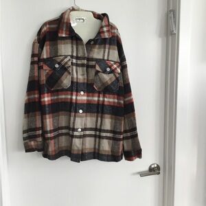Plaid Button-Up Shirt Jacket